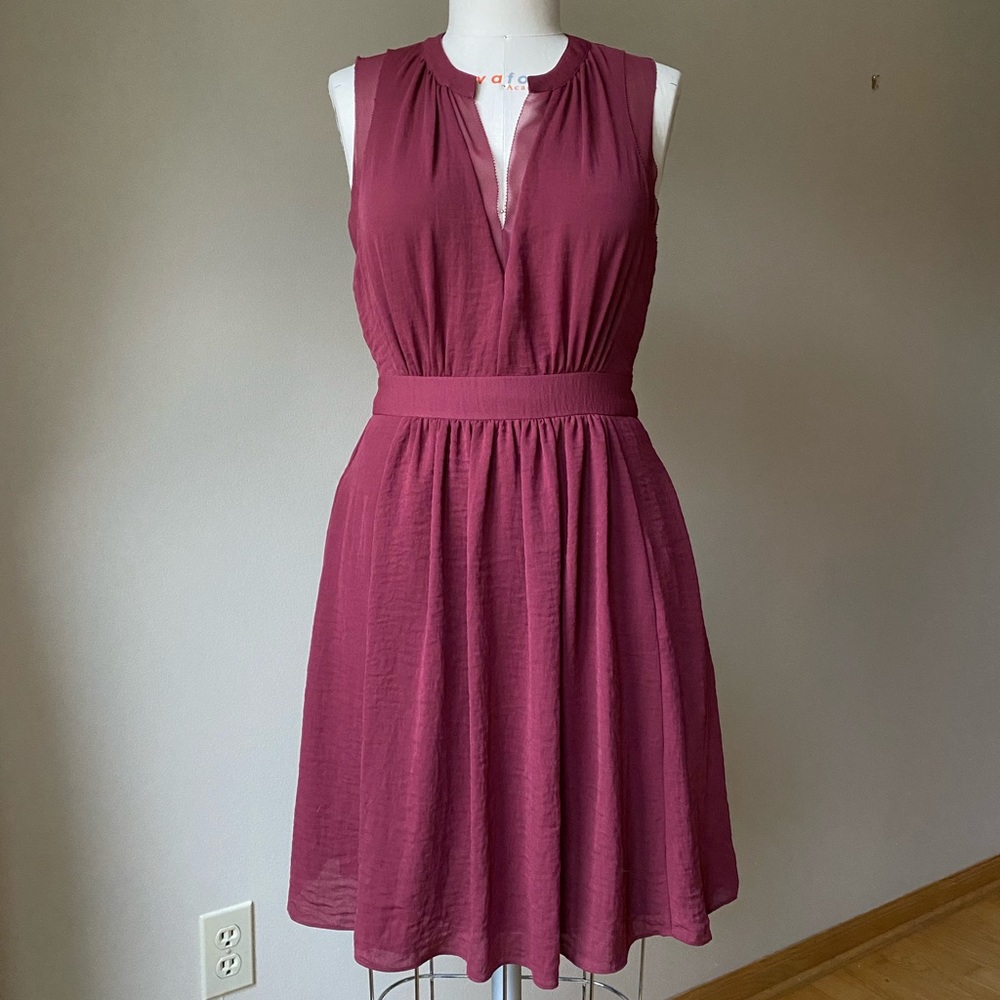 Rebecca Taylor Sleeveless V-Neck Crepe Gauze Dress